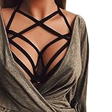 Harness Bra,WuyiMC Women Sexy Hollow Out Elastic Cupless Cage Bra Bandage Strappy Halter Bra Top (L, Black)