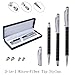 Stylus,TouchFine(TM) 2pcs 3-in-1 Replaceable Micro-Fiber Tip Stylus Pen for All Capacitive Touch Screen Smartphones,Tablets PC(Extra 4 Micro Fiber Tips) With Gift Box-Classic Grid Black/Silver