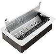 ZESHAN Conference Table Power hub Conference Table connectivity Box with 45 Degree Angle Convenient Plug-in Socket, Power Fully Enclosed Bottom Box Power Socket, USB, Type C, HDMI, RJ45, Silver