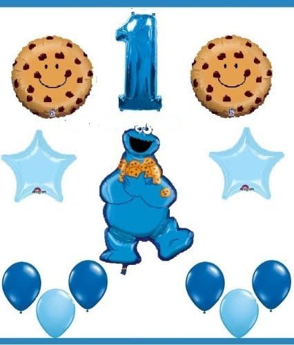 SESAME STREET COOKIE MONSTER first birthday party supplies balloons one 1st by Lgp