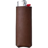 Leather Lighter Case Fits Standard BIC Lighter - BIC Sleeve - Full Grain Leather - Made in USA (Brown)