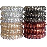 Elastic Hair Ties No Crease Spiral J-MEE 12 PCS Clear Plastic No Damage Hair Rubber Bands (Neutral Colors)