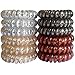 Elastic Hair Ties No Crease Spiral J-MEE 12 PCS Clear Plastic No Damage Hair Rubber Bands (Neutral Colors)