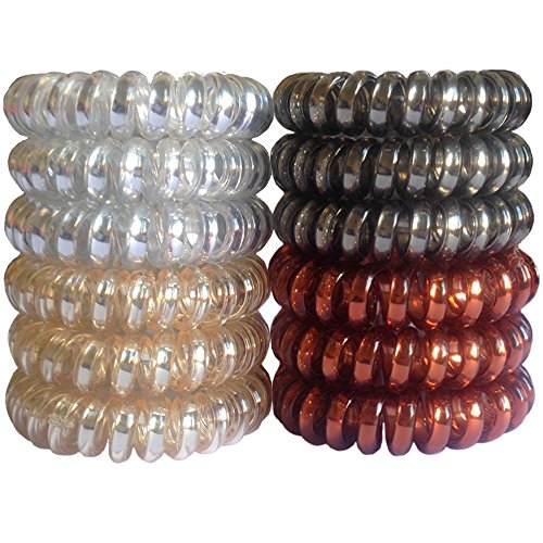 Elastic Hair Ties No Crease Spiral J Mee 12 Pcs Clear Plastic No