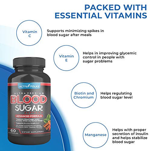 Activ Folks Blood Sugar Support Supplements w/Cinnamon, Bitter Melon, Chromium, Alpha Lipoic