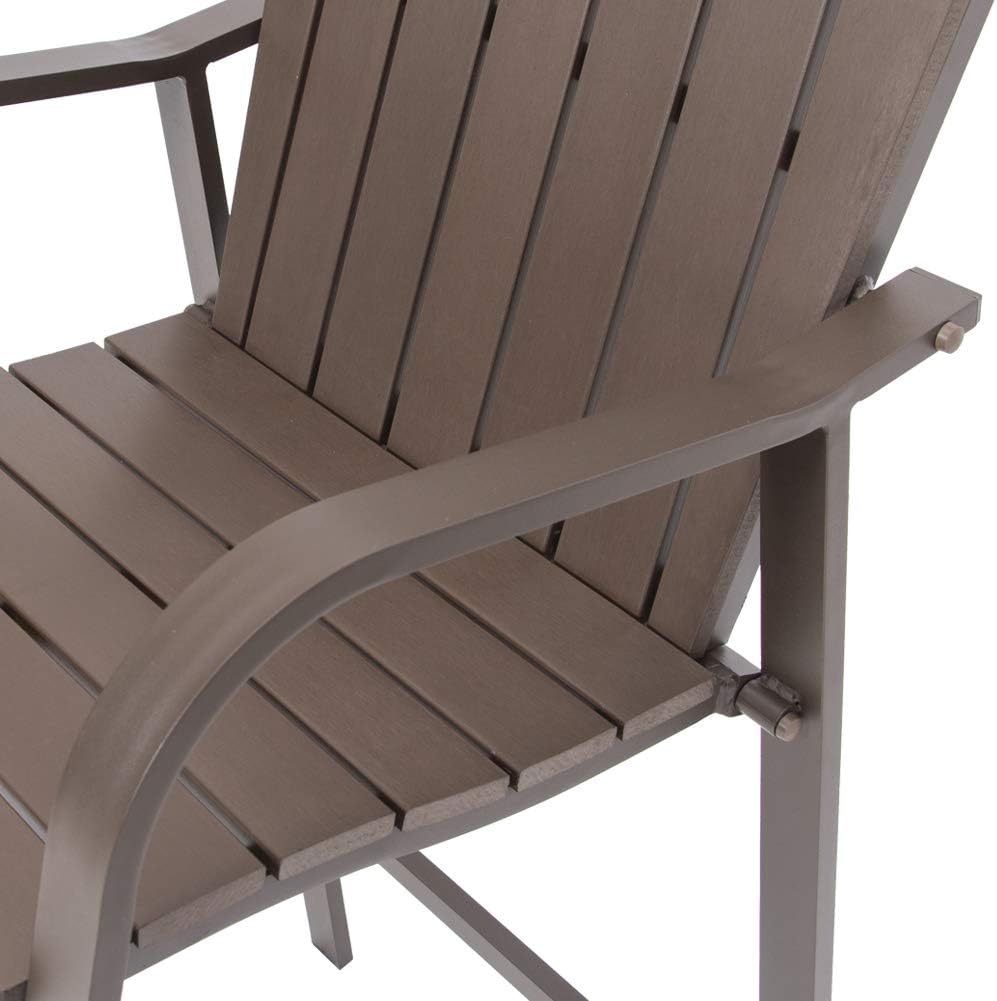 Crestlive Products Patio Wood Bar Stools Counter Height Chairs All Weather Furniture with Heavy Duty Aluminum Frame & Polywood in Brown Finish for Outdoor Indoor, Pack of 2 (Brown): Garden & Outdoor