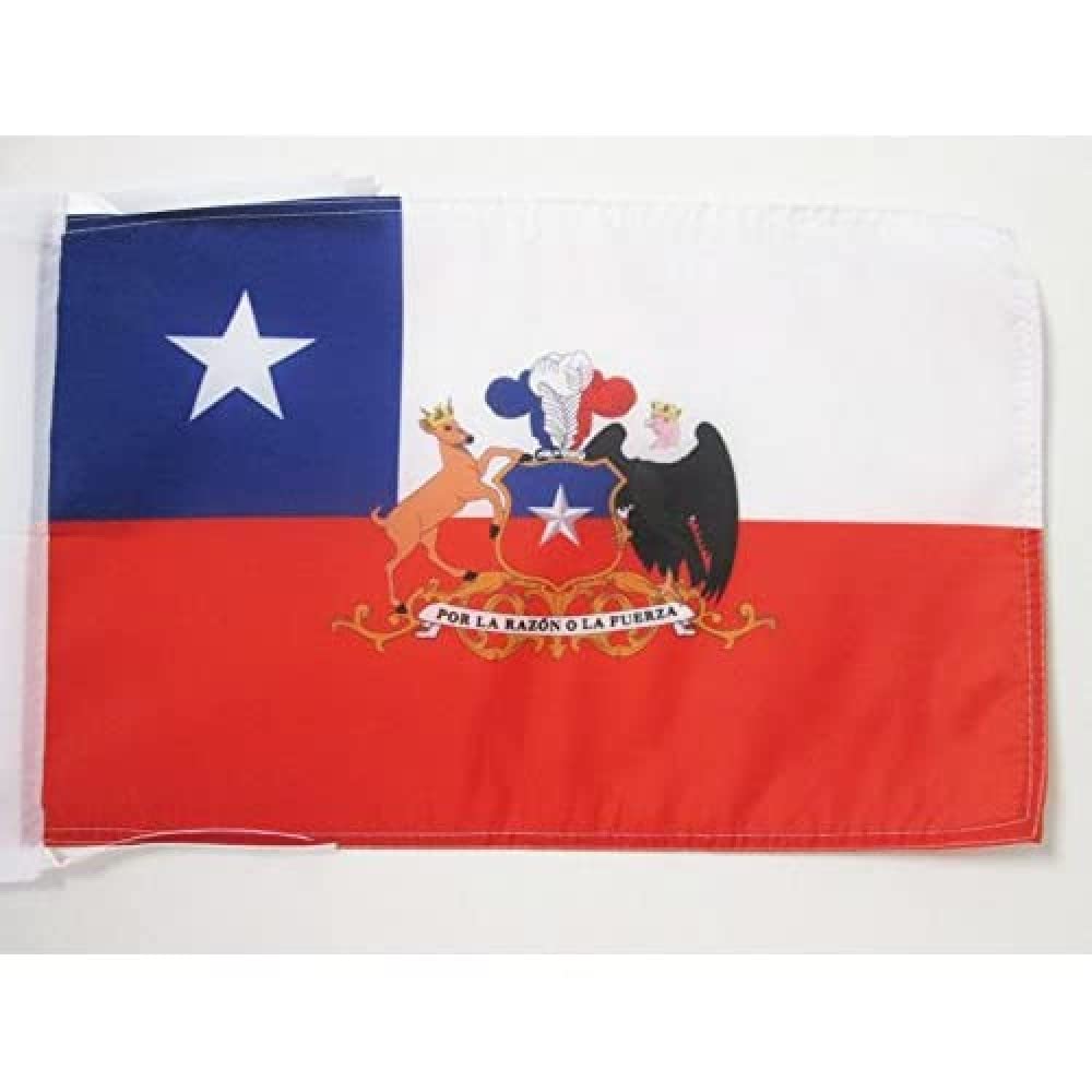 AZ FLAG - Chile with arms Flag - 18'' x 12'' - 100% Polyester Chilean Small Banner with Two Cords - Fade Resistant - Vivid Colors - 18x12 in - 45x30 Cm โ image 1