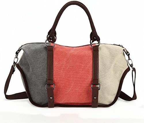 MOLLYGAN Women's Canvas Color Matching Hobo Handbag Shoulder Bag Totes Orange