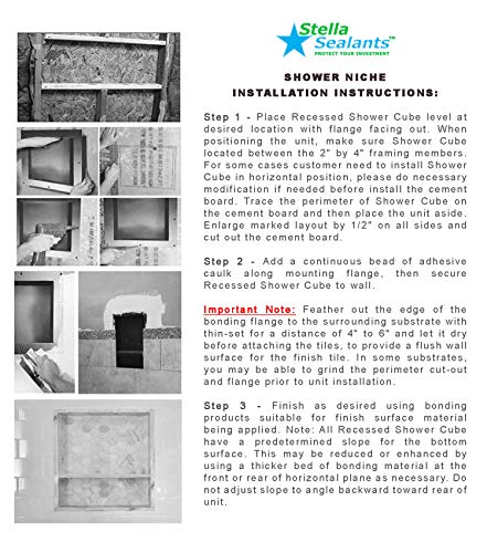 Stella Sealants Ready For Tile Shower Niche (16"x16")