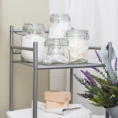 Anchor Hocking Round Glass Storage Canister Set with Hinged Lids, 4