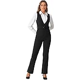 Allegra K Women's Work Jumpsuit Formal Office High Waisted Belted Sleeveless Dressy Rompers