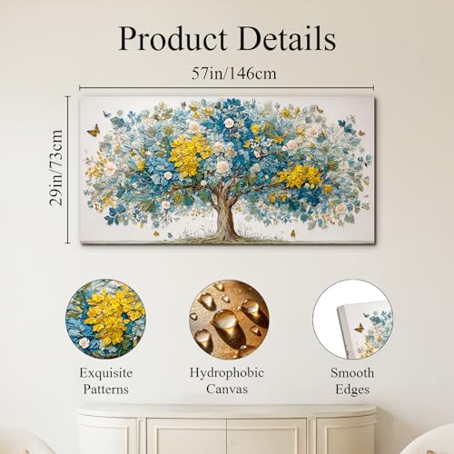 SERIMINO Modern Living Room Decoration Paintings, Large Decorative Canvases, Colourful Decorative Sheets Tree of Life, Flower Paintings Artistic Hallways, Bedrooms, Dining Room, 73 x 146 cm