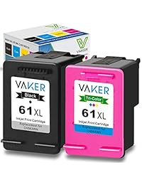 VAKER Remanufactured Ink Cartridge Replacement for 61XL 61 XL Used in Envy 4500 5530 5534 5535 Deskjet 1000 1010 1510 1512 2540 3050 3510 3050A Officejet 2620 4630 4635 (1 Black,1 Tri-Color)