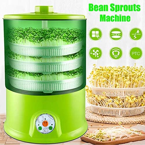 HONGHUIYU 1.5L 3 Layers Ntelligent Bean Sprouts Machine Multifunctional Automatic Bean Sprouts Homemade DIY Tools 220v 260x330mm