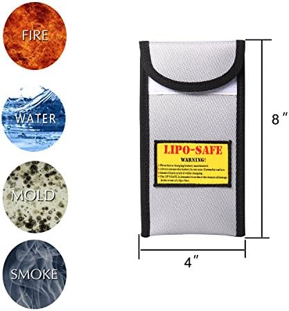 NUDO Home Safe Storage Fibreglass Pouch For Bank Cards Passport Cash Money Birth Certificate and RC Lipo Battery (4"X8")