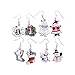 Zhenhui Set of 4 Pairs Silver Tone Christmas Dangle Earrings Set for Women Girls with Red Wreath Santa Claus Stockings White Snowman Xmas Thanksgiving Themed Gift