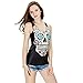 Ensasa Women's Fashion Skull Flower Camisole Halter Top Sleeveless T-Shirt (Large)