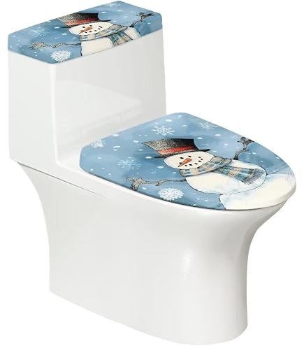 Snowman Toilet Seat Cover For Christmas - Festive Bathroom Decor, Sky Blue
