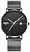 Watch VOEONS Slim Mens Watches, Analog Quartz Casual Black Wrist Watch for Men