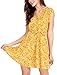Allegra K Women's Boho Crossover V Neck Petal Sleeves Belted Floral Flowy Dress Large Yellow