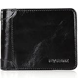Best Genuine Leather RFID Blocking moneyclip Wallets for Men purse Credit Card wallets,Genuine Leather Classic-black