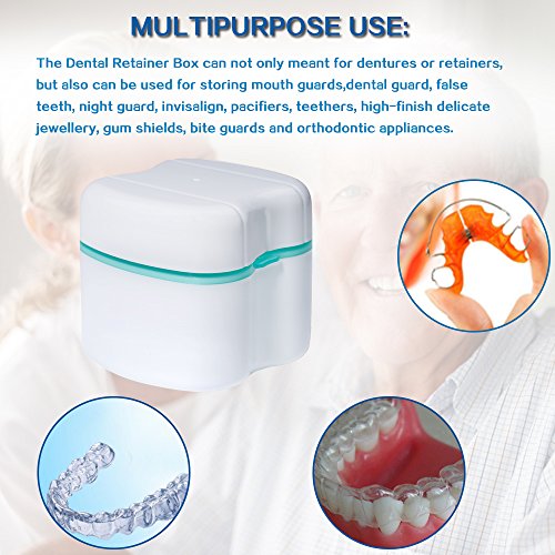 image for Mint Rose Denture Case,Denture Brush Retainer Case,Denture Cups Bath,D