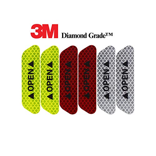 3M Reflective Diamond Grade DG3 Hi-Vis Waterproof Stickers 6-pcs Pack for Doors - Red