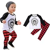 Efaster® 1Set Infant Toddler Baby Boys Printed T-shirt Tops+Pants Outfits Clothes (9M)