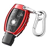 QBUC Car Key Fob Cover for Mercedes Benz,Soft TPU Key Case Key Shell Cover Protector with Keychain Compatible with Mercedes Benz C E S M CLS CLK G Class Keyless Smart Key Fob(Red)