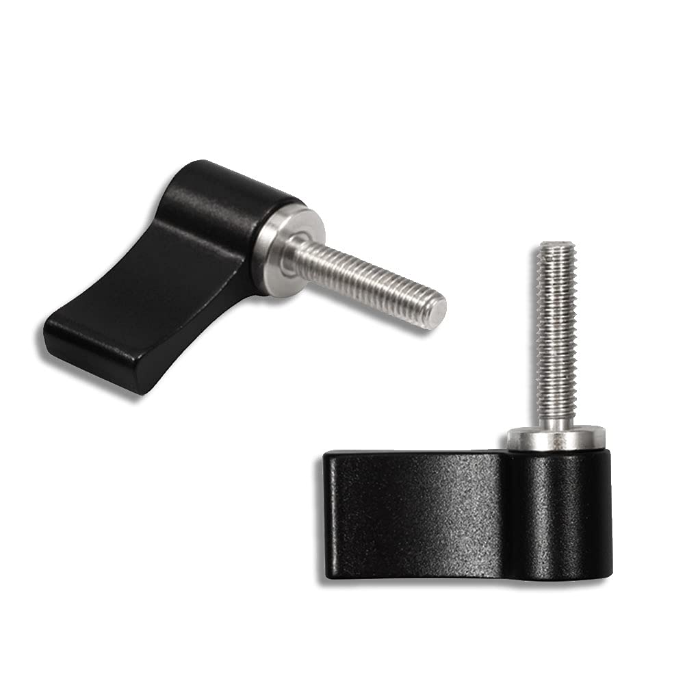 LEONTOOL 2 Pcs M4 17mm Male Threading Rotating Knob Adjustable Thumb Lever Screw with Single Wing for Camera Equipment(Black)