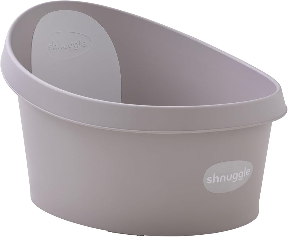 Shnuggle Toddler Bath Taupe Beige with Backrest Anti Slip Drain Plug