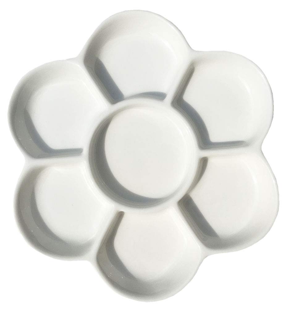 Easyou Porcelain Ceramic Palette Mixing Tray Plate (Flower Mixing Palette 5.6"/14.5cm)