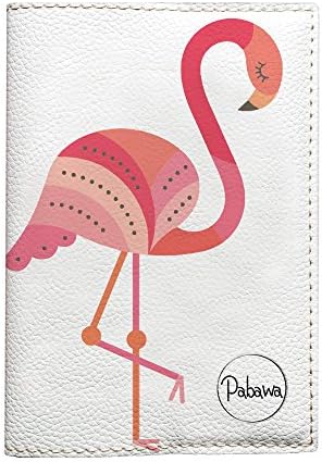 White Passport Holder for Women Stylish Pink Flamingo Designer eco leather cover for documents
