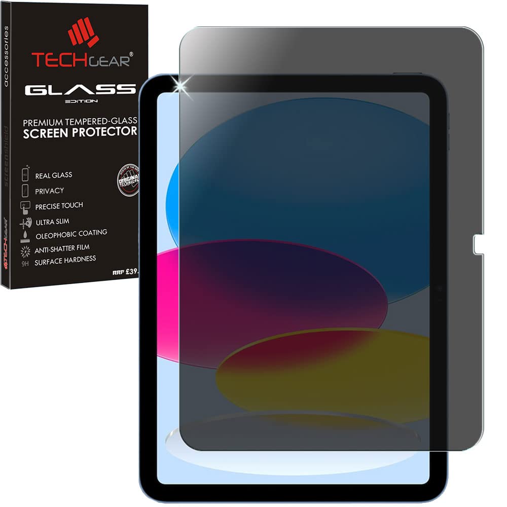 TECHGEAR Privacy Glass Screen Protector for iPad A1611 (11th Gen 2025) & iPad 10.9" (10th Generation 2022) Tempered Glass Guard [Anti-Spy] [9H Toughness] [Scratch-Resistant]