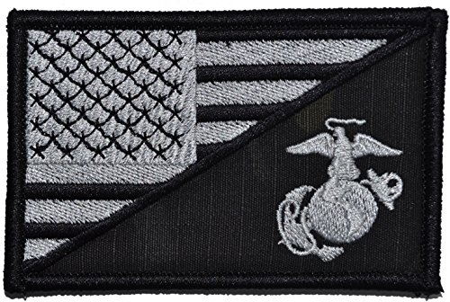 USA Flag / Marine Corps' EGA 2.25x3.5 Military Patch / Morale Patch - Multiple Color Options (Multicam BLACK)