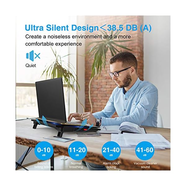 TECKNET-Laptop-and-Notebook-Cooling-Pad-6-Fans-Laptop-Cooler-at-1400-RPM-and-Blue-LED-fits-up-to-19 TECKNET Laptop Cooling Pad Laptop Cooler with 6 Ultra Quiet Cooling Fan at 1400 RPM Rapid Cooling, Adjustable Height…