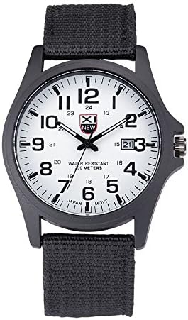 Zalanala Outdoor Mens Date Stainless Steel Military Sports Analog Quartz Army Wrist Watch Canvas Strap Quartz Watches