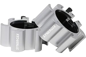 Synergee Aluminium Barbell Collars – Locking 2" Olympic Size Weight Clamps - Quick Release Collar Clips – Bar Clamps Great for Crossfit, Olympic Lifts and Strength Training