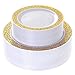 60 Pieces Gold Plates, Plastic Party Plates Reusable, Disposable wedding Plates Premium Heavyweight Includes: 30 Dinner Plates 10.25 Inch and 30 Salad/Dessert Plates 7.5 Inch
