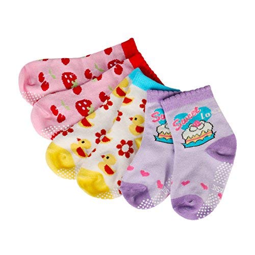 Assorted Non Skid Ankle Cotton Socks Baby Walker Girls Toddler Anti Slip Crew Socks with Grip for 12-36 Month Baby - Thumbnail 4