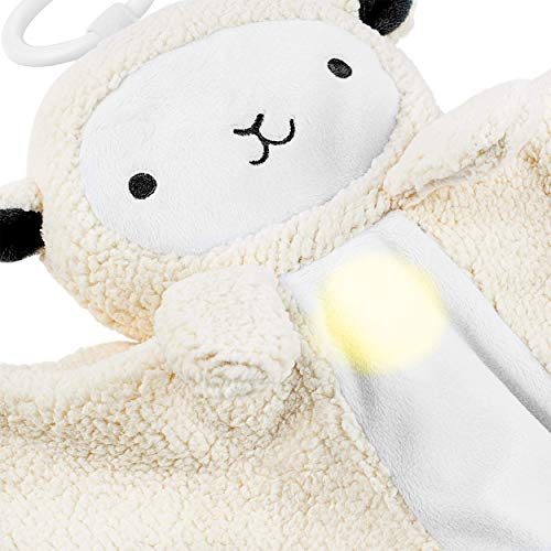 New! WavHello LoveBub Sound & Light Baby Security Blanket Lovey, Plush Lullaby Music Player, White Noise Soother & Soft Night Light, Machine Washable - Lou The Lamb (White Minky, 18")