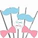 Big Dot of Happiness - Baby Gender Reveal Paper Straw Decor - Baby Shower Striped Decorative Straws - Set of 24