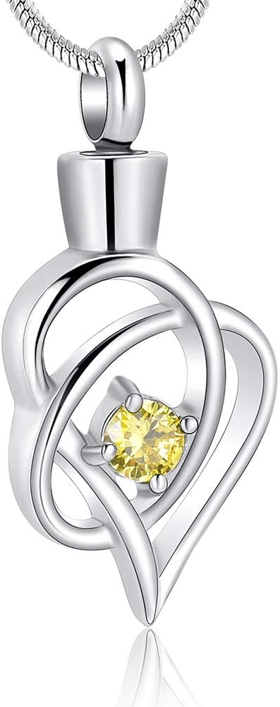 zeqingjw Infinity Heart Cremation Jewelry for Ashes Pendants Stainless Steel Inlay Crystal Memorial Urn Necklace Keepsake Jewelry