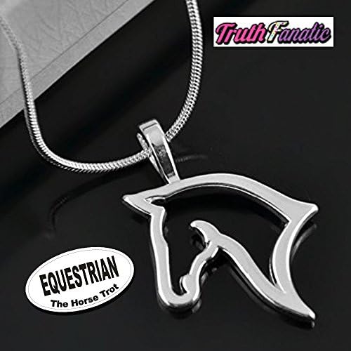 Equestrian Jewelry - Silver Horse Fashion Accessories For Adults, Women &amp; Teens - The Equestrian Collection Perfect Gift PLUS 5.5" Euro Oval Decal COMBO (Horse Pendant Necklace - Horse Head 18" Chain)