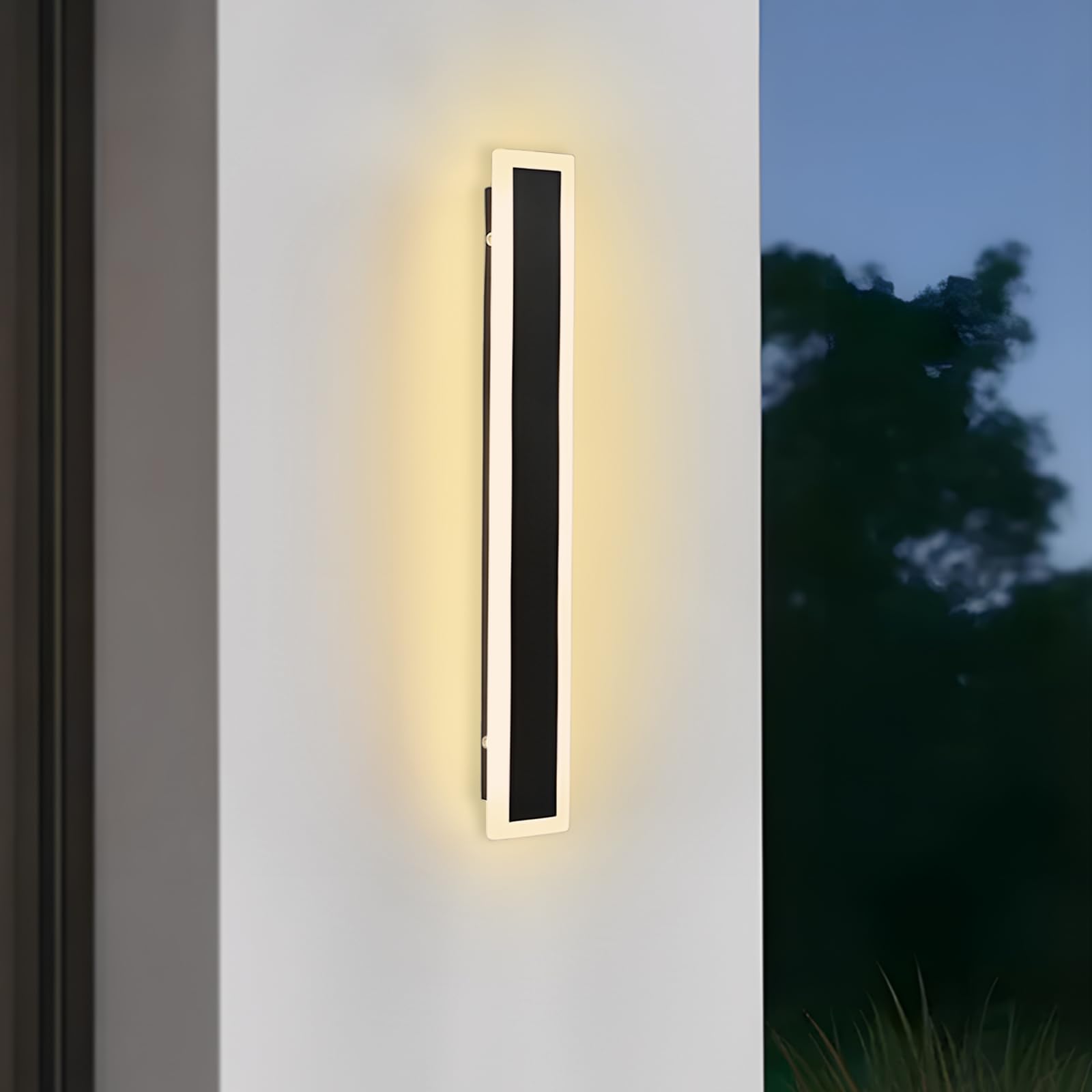 ZTWLEED LED Outdoor Wall Lights,8W Wall Lamp Warm White 3000K,Waterproof Exterior Acrylic Long Outdoor Wall Light for Garden Villa Porch Terraces Garage,40CM