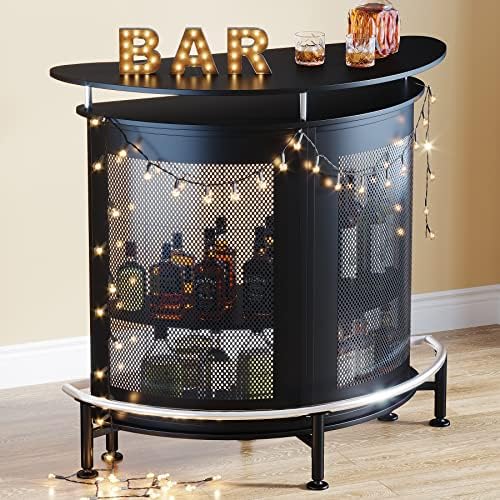 Tribesigns Bar Unit, 4 Tiers Home Bar Table with Storage and Stemware