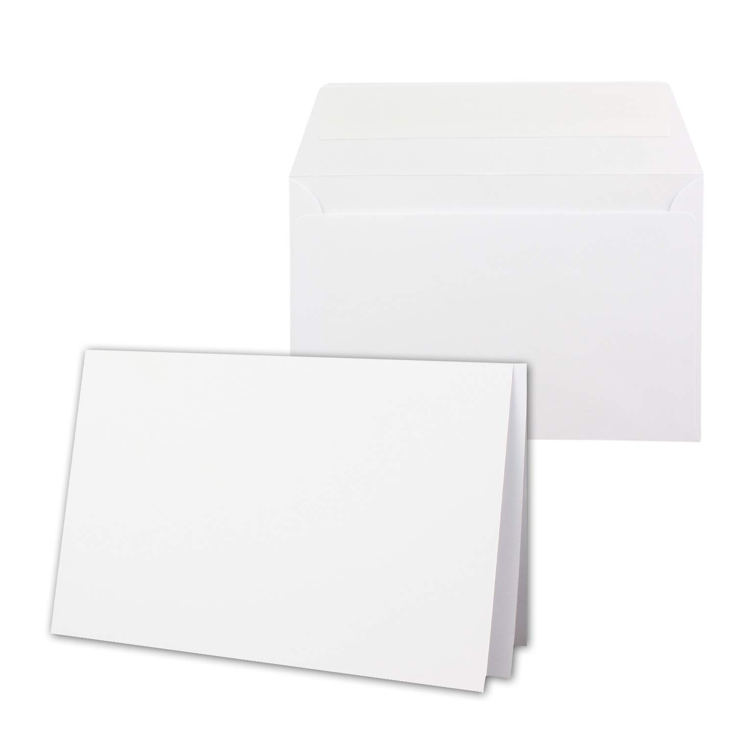 NEUSER PAPIER 50x card package DIN B6 folding cards bright white/crystal white 11.5 x 17 cm envelopes white self-adhesive inserts white