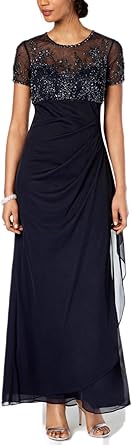 xscape petite beaded illusion gown