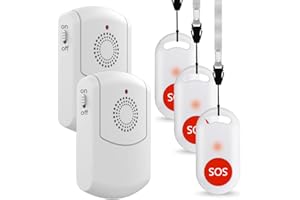 EVERNARY Caregiver Pager Wireless Call Button System Personal Alert Panic Button for Home Elderly Nurses Calling System with Portable Pager and Emergency Button (2Receiver+3 Buttons)
