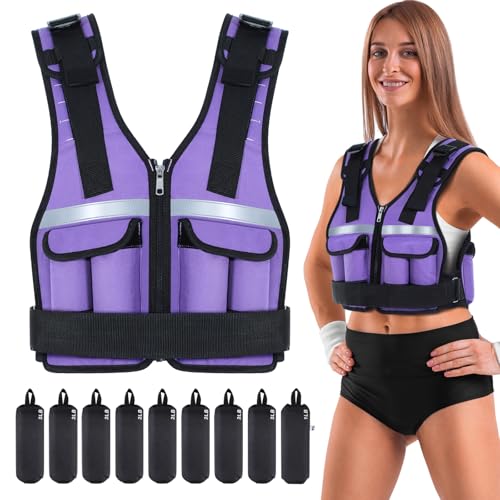 Sportneer Verstellbare Gewichtsweste 0,9-8kg, 9-in-1 Schnell Verstellbare Laufweste für Männer und Frauen, Krafttraining, Calisthenics und Gym, Hochwe